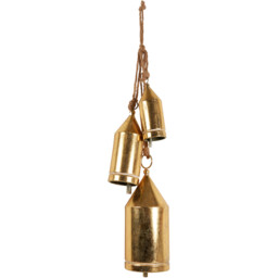 Mistletoe Cottage 3 Gold Metal Hanging Bell - Wilko