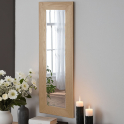 Yearn Bevelled Oak Effect Framed Narrow Wall Mirror 131 x 47cm - Brown - Wilko - thumbnail 3