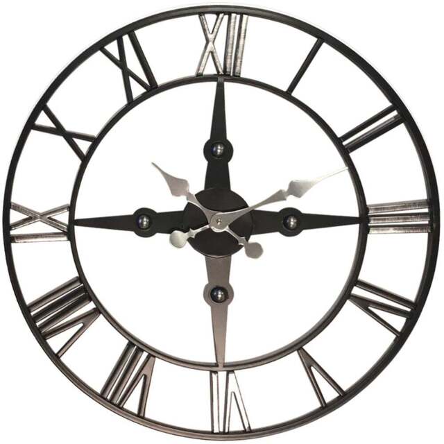 Premier Housewares Vitus Black Metal Round Wall Clock 59cm - Size: 59 x 5 x 59cm - Wilko - image 1