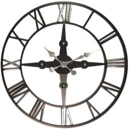 Premier Housewares Vitus Black Metal Round Wall Clock 59cm - Size: 59 x 5 x 59cm - Wilko