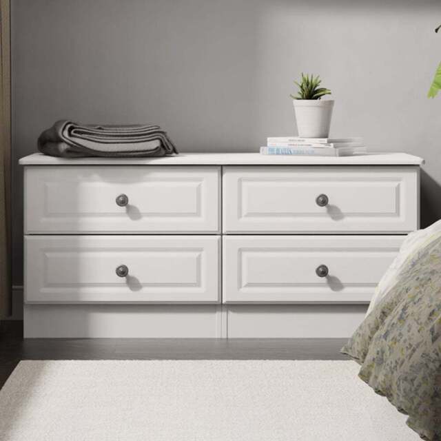 Crowndale Pembroke 4 Drawer Matt White Bed Box Ready Assembled - Size: 51 x 112 x 40cm - White Matt - Wilko - image 1