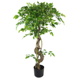 Leaf Japanese Fruticosa Ficus Artificial Tree in Gold Planter 3.9ft - Size: 120 x 60 x 60cm - Green - Wilko - thumbnail 3
