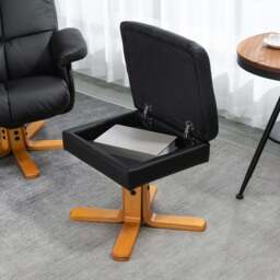 Portland Black Faux Leather Swivel Recliner Chair with Footstool - Size: Single - Wilko - thumbnail 4