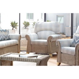 Desser Clifton 5 Seater Natural Rattan Check Fabric Sofa Set - Grey - Wilko - thumbnail 7