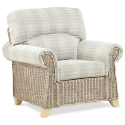Desser Clifton 5 Seater Natural Rattan Check Fabric Sofa Set - Grey - Wilko - thumbnail 5