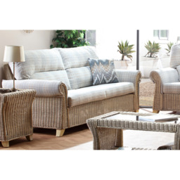 Desser Clifton 5 Seater Natural Rattan Check Fabric Sofa Set - Grey - Wilko - thumbnail 6