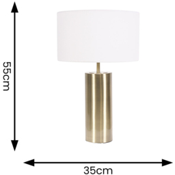 ValueLights Lexy Reni White Drum Shade Antique Brass Dimmable LED Touch Table Lamp - Size: 55 x 35 x 35cm - Gold - Wilko - thumbnail 7