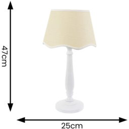 ValueLights Victoria Linen Scallop White Edge Shade White Wood Table Lamp - Wilko - thumbnail 7