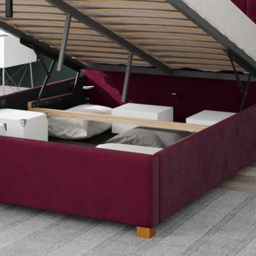 Aspire Hepburn Small Double Berry Plush Velvet Ottoman Bed - Purple - Aspire Beds - Wilko - thumbnail 4