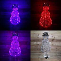 Samuel Alexander Acrylic Snowman Colour Changing LED Outdoor Christmas Decoration 60cm - Size: 60 x 40 x 40cm - Multi - Wilko - thumbnail 5