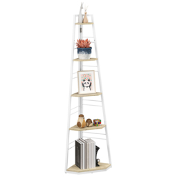HOMCOM 5 Shelf Natural Wood Corner Adjustable Shelving Unit - Size: 160 x 37.5 x 37.5cm - Brown - Wilko - thumbnail 3