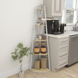 HOMCOM 5 Shelf Natural Wood Corner Adjustable Shelving Unit - Size: 160 x 37.5 x 37.5cm - Brown - Wilko - thumbnail 5