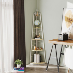 HOMCOM 5 Shelf Natural Wood Corner Adjustable Shelving Unit - Size: 160 x 37.5 x 37.5cm - Brown - Wilko - thumbnail 4