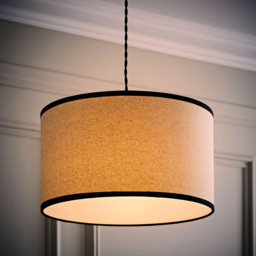 ValueLights Eva Linen Medium Drum Shade with Black Trim - Size: 20 x 35 x 35cm - Natural - Wilko - thumbnail 7