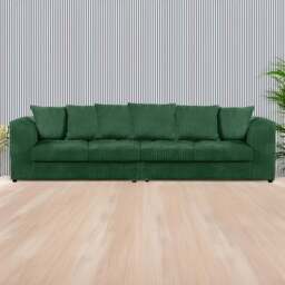 Luxor 4 Seater Green Jumbo Cord Scatter Back Sofa - Wilko