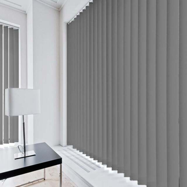 Caecus Dimout Patterned Long Drop Vertical Blind Complete Grey 210 x 240cm - Size: 240 x 210 x 5cm - Wilko - image 1