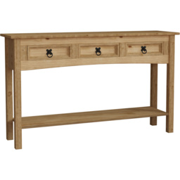VIDA DESIGNS Corona 3 Drawer Solid Pine Console Table - Size: 31 x 116 x 70cm - Brown - Wilko - thumbnail 3