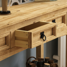 VIDA DESIGNS Corona 3 Drawer Solid Pine Console Table - Size: 31 x 116 x 70cm - Brown - Wilko - thumbnail 5
