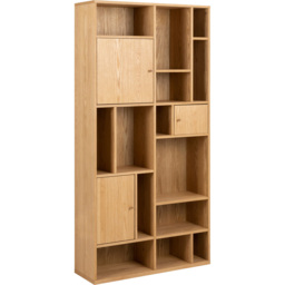 Florence Rangoon 3 Door 14 Shelf Large Oak Bookcase - Size: 180 x 90 x 30cm - Brown - Furniture To Go - Wilko - thumbnail 3
