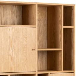 Florence Rangoon 3 Door 14 Shelf Large Oak Bookcase - Size: 180 x 90 x 30cm - Brown - Furniture To Go - Wilko - thumbnail 7