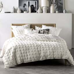 Linen House Haze King Size White Tufted Duvet Cover Set - Wilko - thumbnail 1