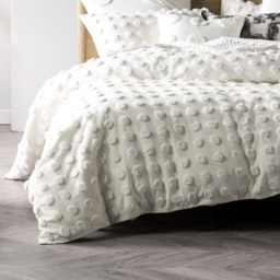Linen House Haze King Size White Tufted Duvet Cover Set - Wilko - thumbnail 5