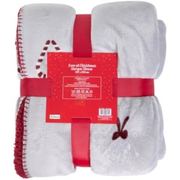 Love at Christmas Sherpa Throw - Grey and Red - All I Want For Christmas - Wilko - thumbnail 4