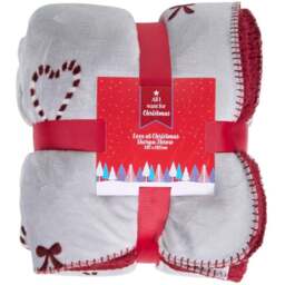 Love at Christmas Sherpa Throw - Grey and Red - All I Want For Christmas - Wilko - thumbnail 1