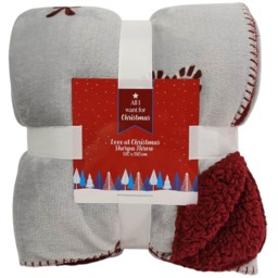 Love at Christmas Sherpa Throw - Grey and Red - All I Want For Christmas - Wilko - thumbnail 3