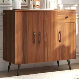 Costway 3 Door Single Drawer Walnut Sideboard - Size: 100 x 48 x 20cm - Brown - Wilko