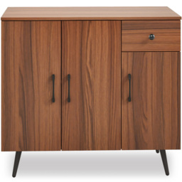 Costway 3 Door Single Drawer Walnut Sideboard - Size: 100 x 48 x 20cm - Brown - Wilko - thumbnail 3