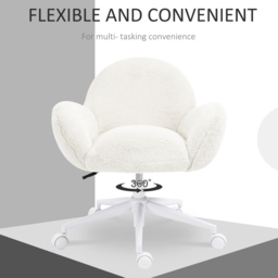 Portland Cream White Fluffy Office Chair with Backrest - Size: 75 x 64 x 67cm - Wilko - thumbnail 6