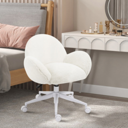 Portland Cream White Fluffy Office Chair with Backrest - Size: 75 x 64 x 67cm - Wilko - thumbnail 5