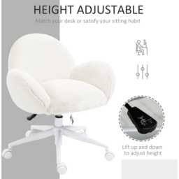 Portland Cream White Fluffy Office Chair with Backrest - Size: 75 x 64 x 67cm - Wilko - thumbnail 7