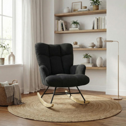 Alivio Black Teddy Plush High Backrest Rocking Chair - Size: 68 x 52 x 95cm - Wilko - thumbnail 5