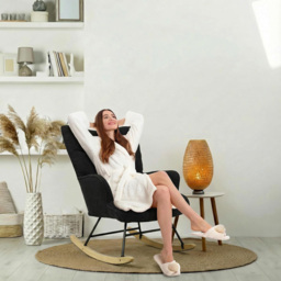 Alivio Black Teddy Plush High Backrest Rocking Chair - Size: 68 x 52 x 95cm - Wilko - thumbnail 7