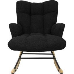 Alivio Black Teddy Plush High Backrest Rocking Chair - Size: 68 x 52 x 95cm - Wilko - thumbnail 3