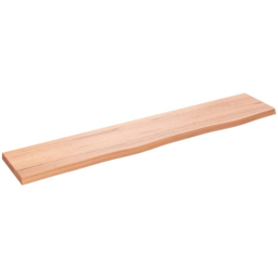 vidaXL 100 x 20 x 2cm Light Brown Solid Oak Wall Shelf - Size: 2 x 100 x 20cm - Wilko