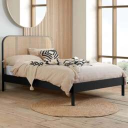 Birlea Margot Super King Size Black Bed with Rattan Headboard - Wilko