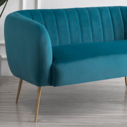 Matilda 2 Seater Teal Velvet Sofa - Blue - Artemis Home - Wilko - thumbnail 3