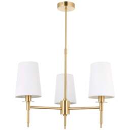 Merano Florence Multi Arm White and Satin Brass 3 Light Pendant Ceiling Lamp - Size: 55 x 55 x 66cm - Wilko