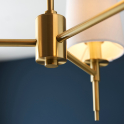 Merano Florence Multi Arm White and Satin Brass 3 Light Pendant Ceiling Lamp - Size: 55 x 55 x 66cm - Wilko - thumbnail 6