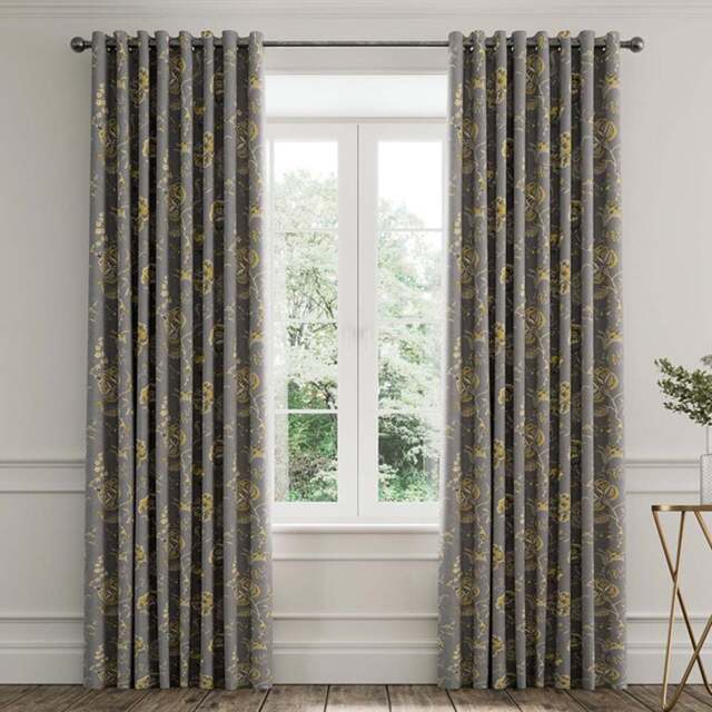 V&A Palampore Trail Grey Lined Blackout Pencil Pleat Curtains 168 x 229cm - Size: W 168 x D 228cm - Wilko - image 1