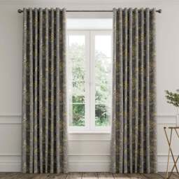 V&A Palampore Trail Grey Lined Blackout Pencil Pleat Curtains 168 x 229cm - Size: W 168 x D 228cm - Wilko - thumbnail 1