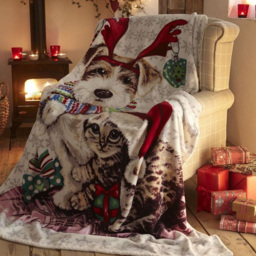 Bellissimo Home Ivy and Snowy Christmas Sherpa Fleece Throw - Size: 170 x 130 x 3cm - Multi - Wilko - thumbnail 3