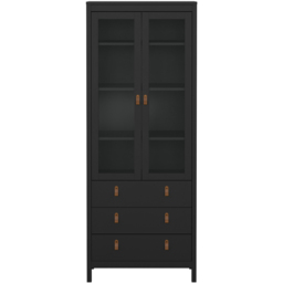 Florence Barcelona 2 Door 3 Drawer Matt Black Display Cabinet - Size: 32 x 77 x 199cm - Wilko - thumbnail 4