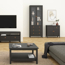 Florence Barcelona 2 Door 3 Drawer Matt Black Display Cabinet - Size: 32 x 77 x 199cm - Wilko - thumbnail 7
