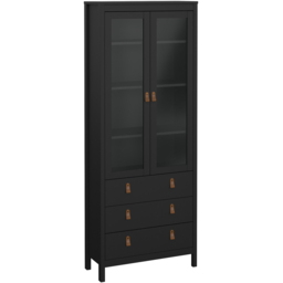 Florence Barcelona 2 Door 3 Drawer Matt Black Display Cabinet - Size: 32 x 77 x 199cm - Wilko - thumbnail 3