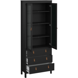Florence Barcelona 2 Door 3 Drawer Matt Black Display Cabinet - Size: 32 x 77 x 199cm - Wilko - thumbnail 5