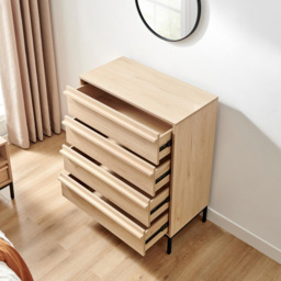Furniturebox Sval 4 Drawer Oak Effect Wooden Chest of Drawers - Brown - Wilko - thumbnail 6